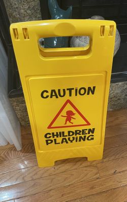 New Kids Playing Sign-Caution 