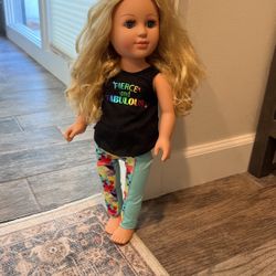 18 Inches American Girl Doll Blonde Hair With Comb & Hair Clip