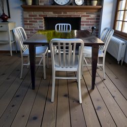 Vintage Cafe Style Dining Table And Aluminum Chairs