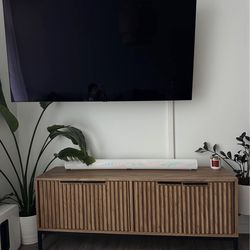 Fluted tv media console table with storage