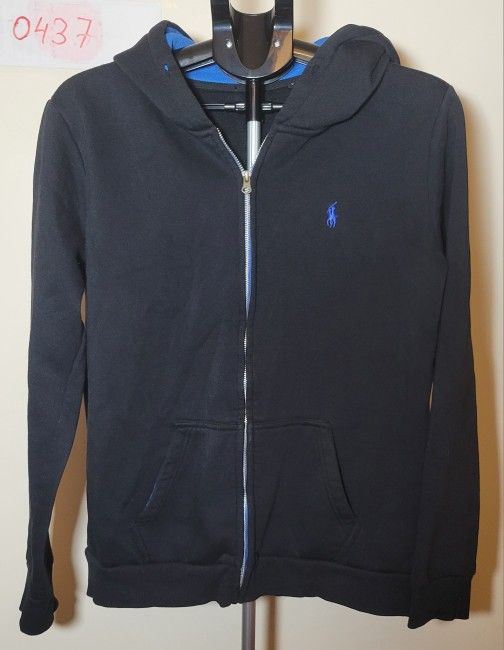 Ralph Lauren Black Zip Up Hoodie - Size L (0437)