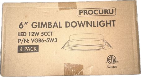 Procuru 4 Pack 6-Inch Gimbal Heavy Duty 12W (7" Trim) LED 2700K-6000K 5CCT