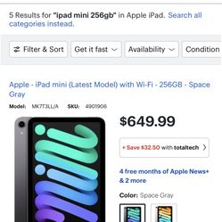 Apple - iPad mini (Latest Model) with Wi-Fi - 256GB - Space Gray