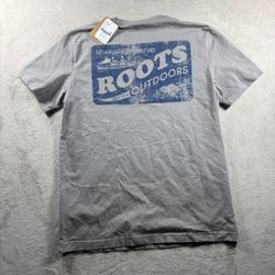 Roots Outdooors Men’s S Gray Canada Organic Cotton Crewneck T Shirt NWT #10A