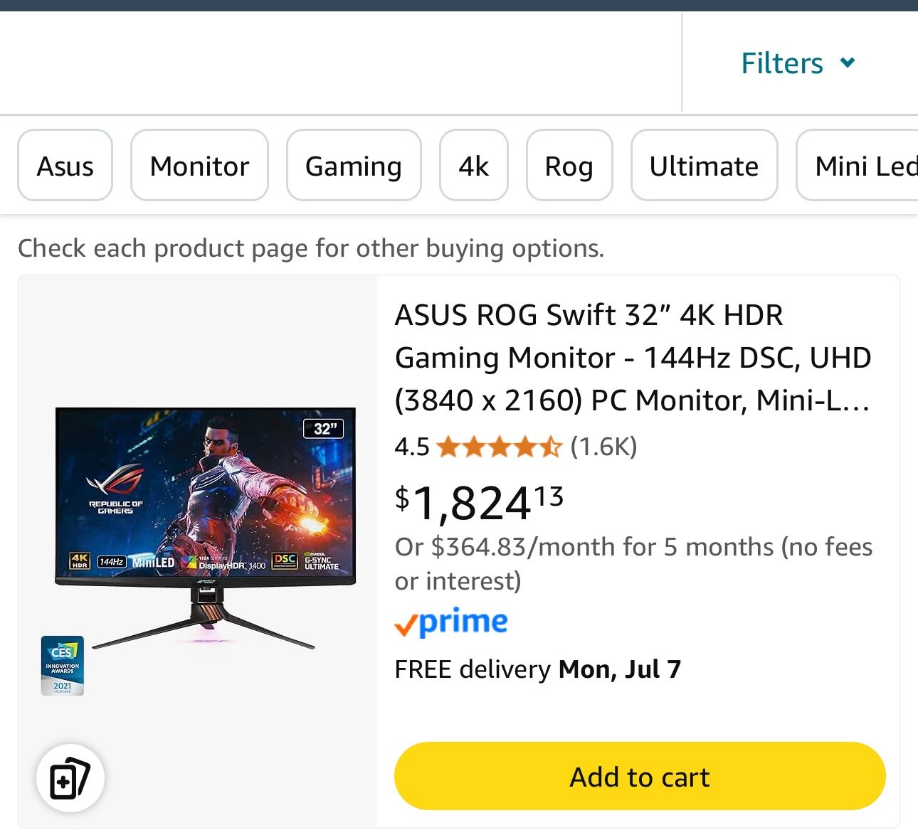 Asus ROG PG32UQX Mini LED 4K Monitor