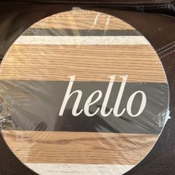 Round Wall Decor for any room. JUST BREATHE / HELLO.  Great Quality. Also be creative, can be used for candles and other decorations.