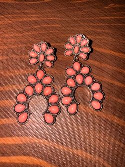 Western Style Floral Coral Earrings