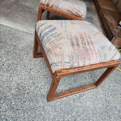 Pair Of Padded Vintage Foot Stools