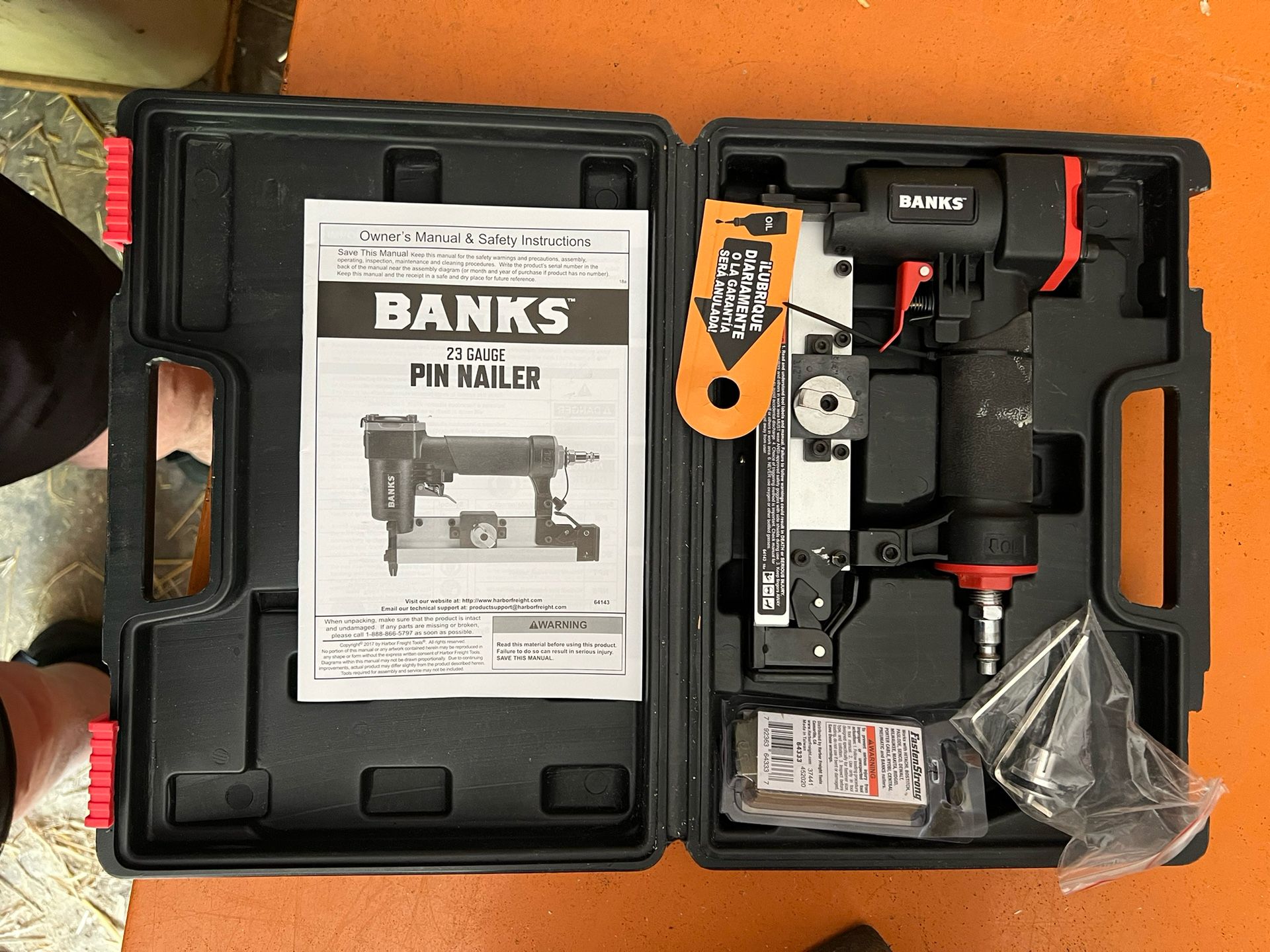 Pneumatic Pin Nailer 23 Gauge Air Powered Nail Gun Lightweight For Trim Molding. New in Box