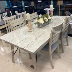 White Sands Dining Room Set Dining Table and 4 Chairs WİTH İNTEREST FREE PAYMENT OPTİONS 