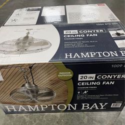 Hampton Bay Conyer 20 in. Indoor/Wet Outdoor 3-Speed Anywhere Ceiling Fan Silver with Convenient Hanging Hook