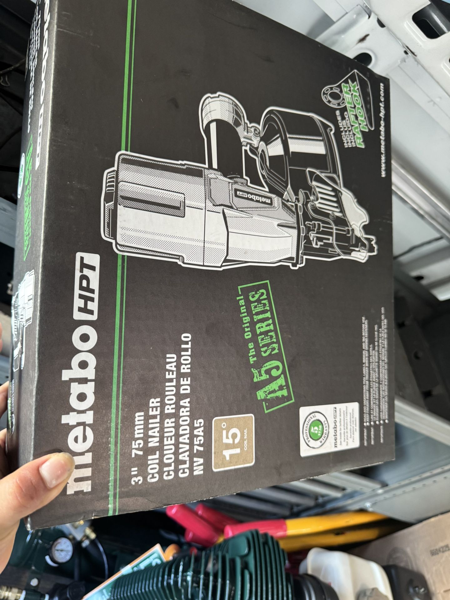 Metabo , 3" 75mm coil nailer, 15-degree, A5 series.