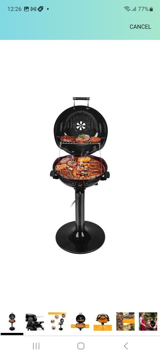 Electric BBQ Grill Techwood 15 Serving Indoor/Outdoor Electric