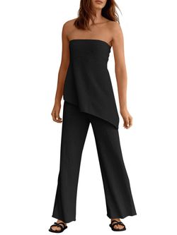 Tankaneo Women's 2-Piece Knit Lounge Set - Black