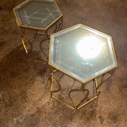 two small mirror tables