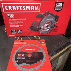 NEW SEALED IN BOX CRAFTSMAN V20 6-1/2 inch cordless circular saw AND Blade