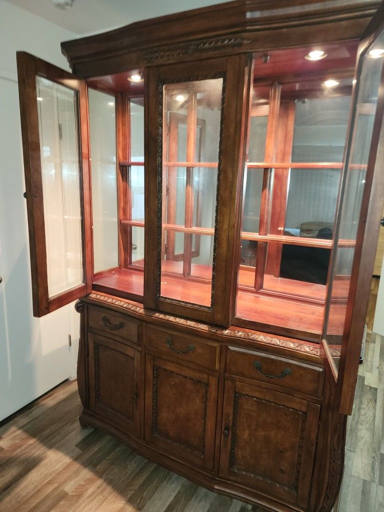 Oak Wood China Wine Cabinet Retail $2,500