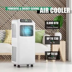 9,000 BTU Portable Air Conditioner with Dehumidifier in Black and White