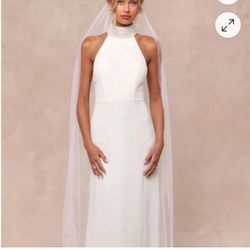 Lulus Weeding Halter Dress With Pearl Beaded Neckline Size XL