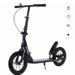 Shock-Absorbing Foldable Commuter Kick Scooter With 12" Large Smooth Rolling Rubber Air Tires Pink/Green/White/Black