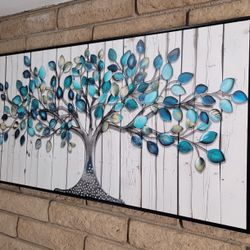 48"x24" Framed Painting Rustic Tree of Life