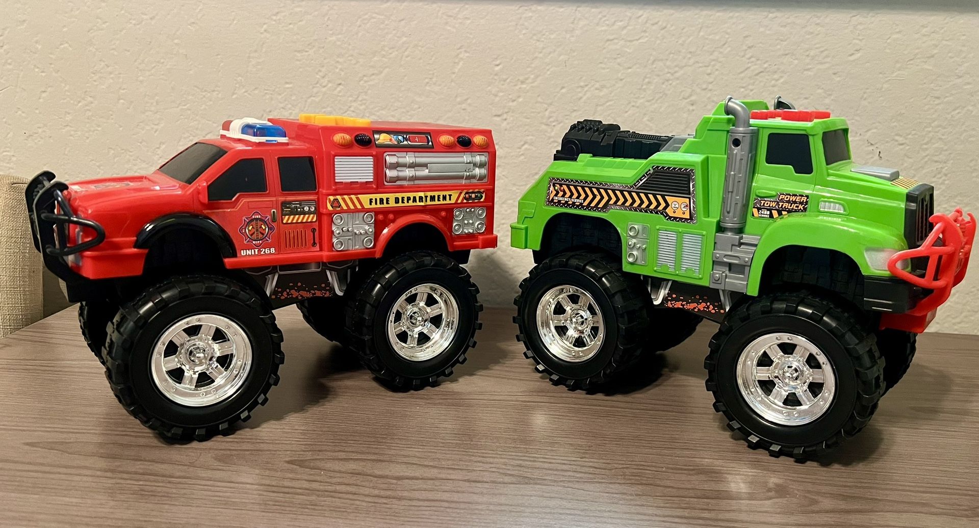 Power Firetruck and Tow Truck Monster Vehicles