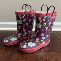 Flowered Kids Rain Boots - Size 12
