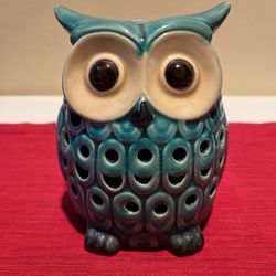 Turquoise Ceramic Owl Fragrance Scent Sachet Holder Figurine 