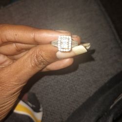 Silver Diamond Engagement Ring 