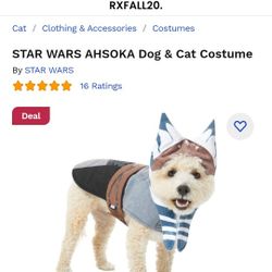 Disney Star Wars Ashoka Dog Costume Dress Cosplay NEW Size XL
