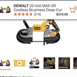 🌶️  DEWALT 20-Volt MAX XR Cordless Brushless Deep Cut Band Saw  Tool Only 