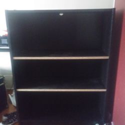 Black Wooden Book Shelf With 2 Shelves
