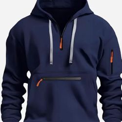 Lightweight Polyester Hooded Sweatshirt - Long Sleeve Solid Color Casual Streetwear Athletic Jacketv