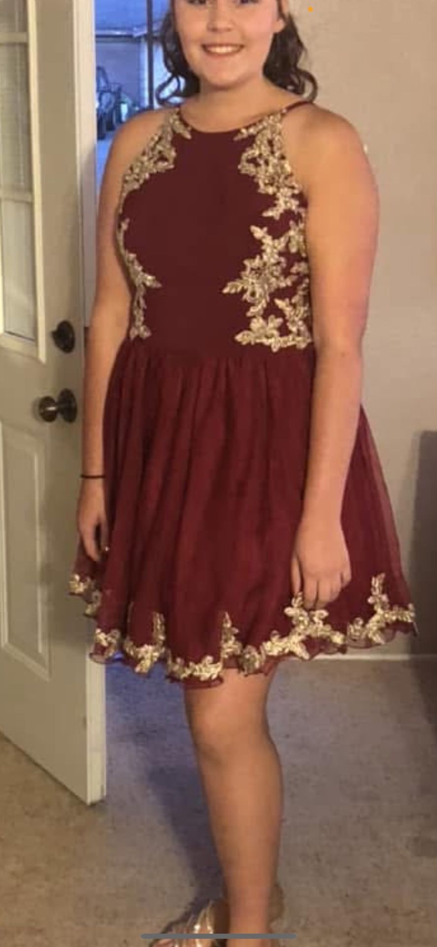 Red/ Gold Homecoming or Prom Dress
