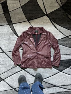 burgundy leather blazer