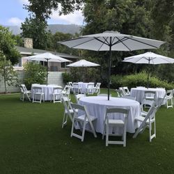 Chairs ,table Cloth ,table And Umbrella