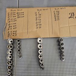 27 Pcs Mixed Blue Point Sockets.  Size On Picture