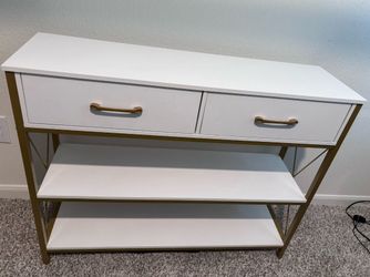 White TV Console/Table with Drawers (White/Gold)