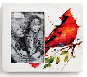 Spring Cardinal Photo frame  Stoneware  Never Used 
