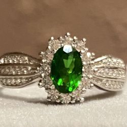 Chrome Diopside Ring 925