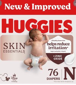 Huggies Skin Essentials Newborn Diapers 76 Count