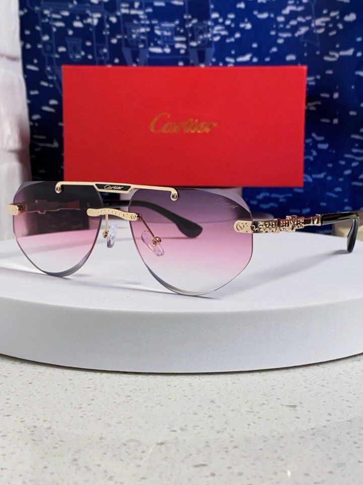 Metal oval rimless men's sunglasses