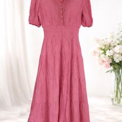 Dusty Rose Smocked Maxi Dress – Feminine & Flowy