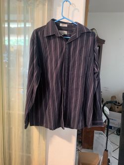 Ricky Eagle Striped Button-Up Shirt Size L