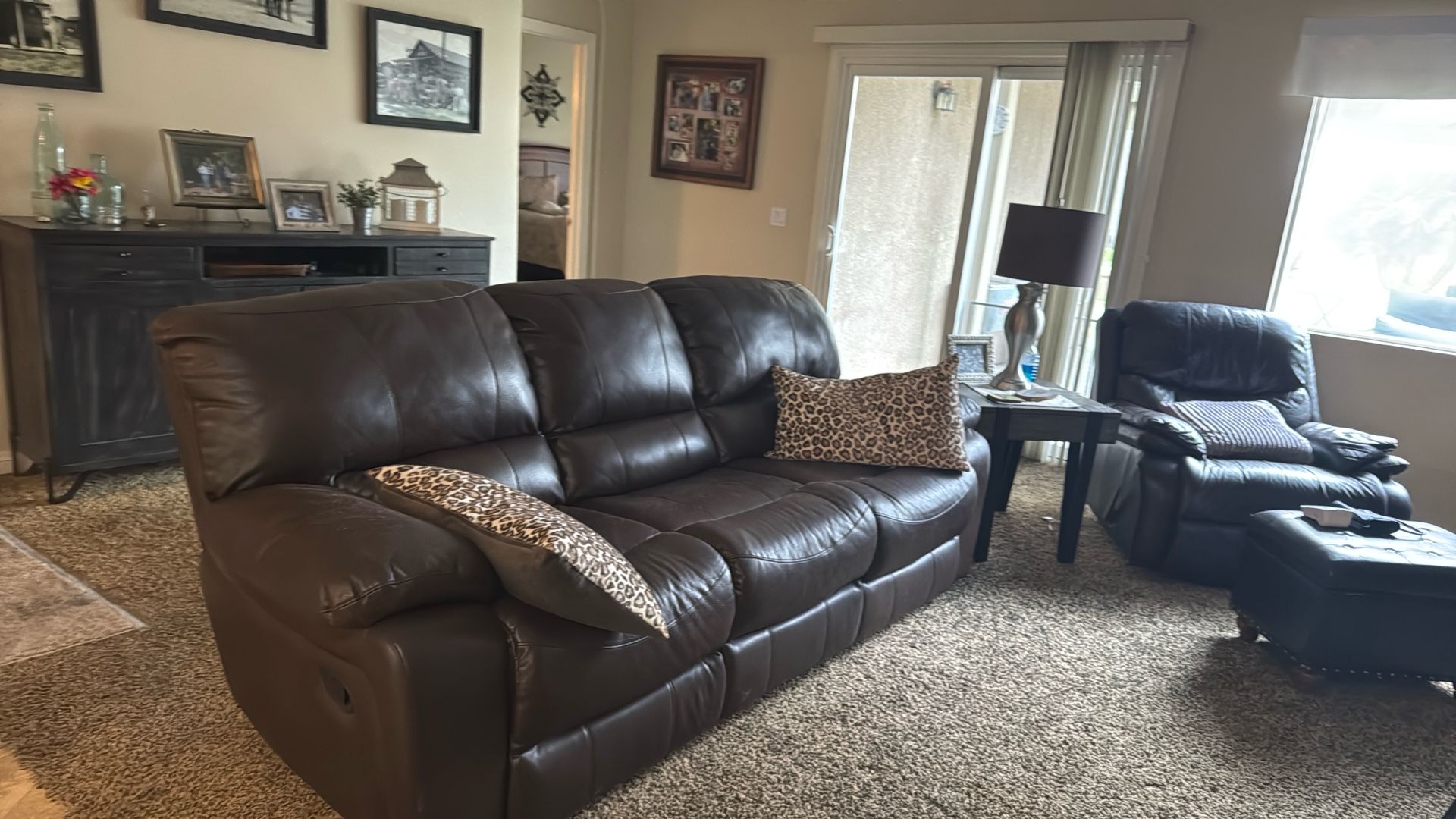 Leather reclining couch