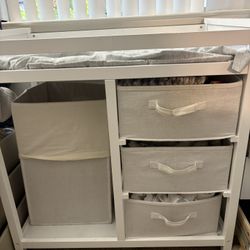 Changing Table With Hamper And Drawers 