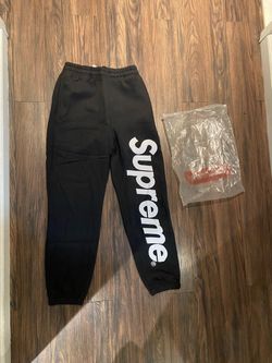 Supreme Black Sweatpants with Leg Logo Large