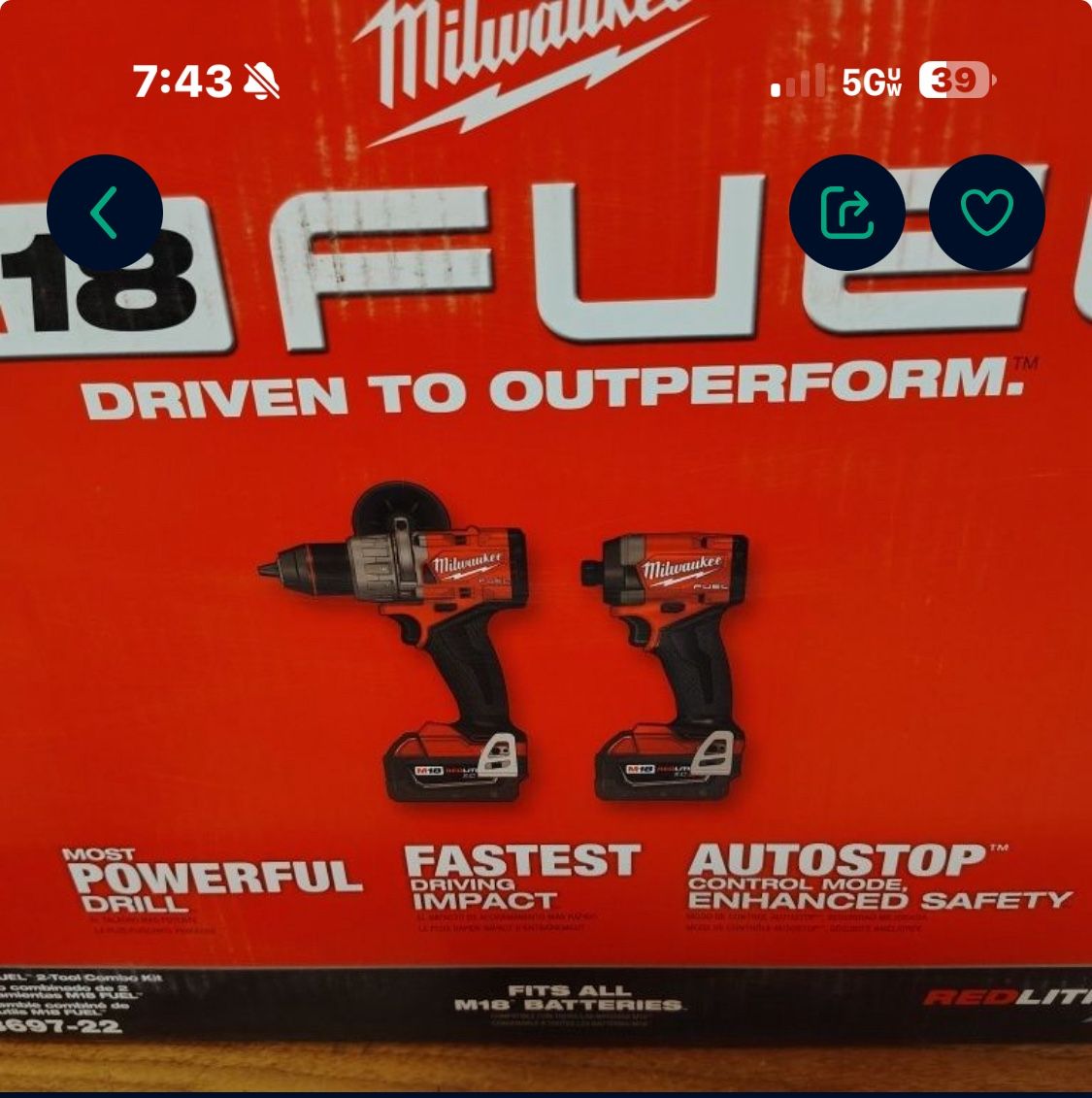 Milwaukee Fuel 18v Hammer / Impact Set $275