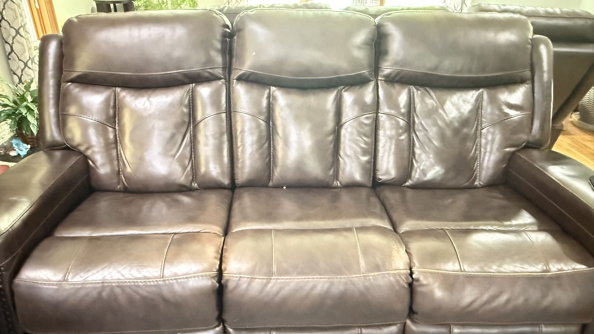Brown Genuine Leather Sofa 