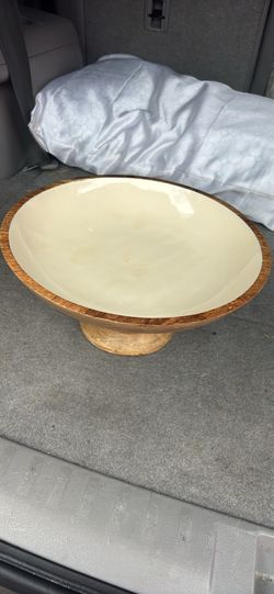 Folkulture Handmade Wood Pedestal Bowl